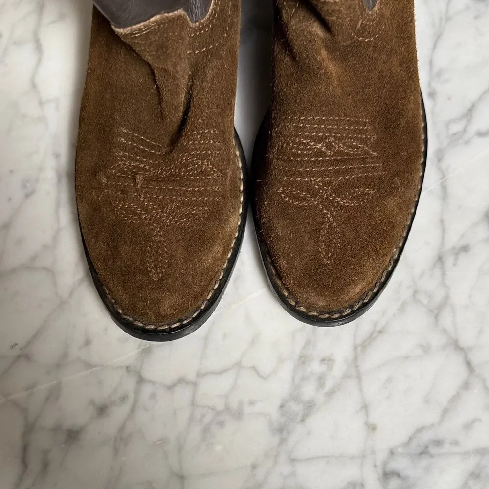 Brown Acme Leather Suede Western Boots Size 12 Youth